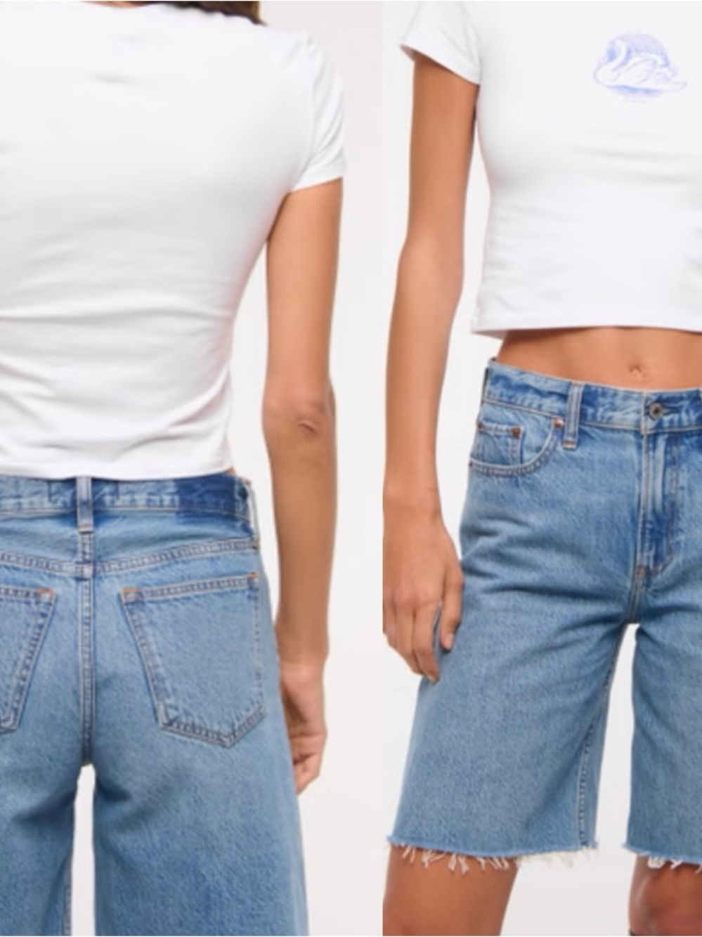 Abercrombie & Fitch “The Loose Short” Mid-Rise Curve Love Medium Wash Jorts